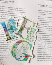 Stickers, set of 28 Cross-Stitch Cats  stickers each letter of the alphabet .exclusive to Phoenix Designs.
