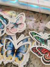 butterfly stickers, found art work brightly coloured  stickers for journaling and scrapbooking