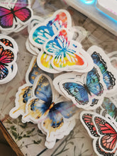 butterfly stickers, found art work brightly coloured  stickers for journaling and scrapbooking