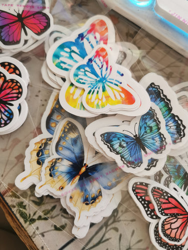 butterfly stickers, found art work brightly coloured  stickers for journaling and scrapbooking
