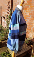 blue striped cardigan