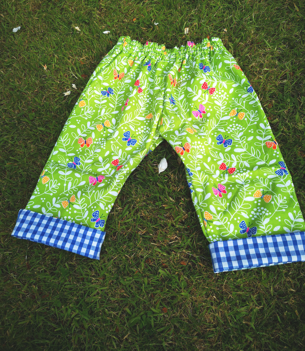 green butterfly capri pants