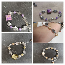 Daisy chain Bracelets, handmade with glass or gemstone beads,