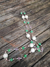 Blossoms.. long necklaces, hand made beaded chain with polymer clay beads