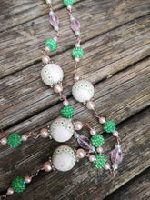 Blossoms.. long necklaces, hand made beaded chain with polymer clay beads