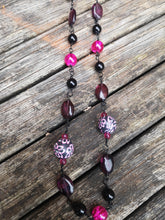 Blossoms.. long necklaces, hand made beaded chain with polymer clay beads