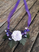 "Overture"...Cluster garland necklaces with handmade polymer clay flowers beads  (small.)