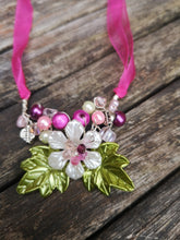 "Overture"...Cluster garland necklaces with handmade polymer clay flowers beads  (small.)