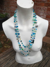 teal triple stranded necklace