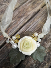 "Overture"...Cluster garland necklaces with handmade polymer clay flowers beads  (small.)