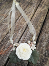 "Overture"...Cluster garland necklaces with handmade polymer clay flowers beads  (small.)