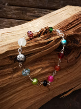 Rainbow sprite, hand wired  colourful oddities bracelet, 7 inches approx