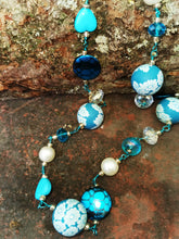 Blossoms.. long necklaces, hand made beaded chain with polymer clay beads