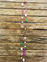 Blossoms.. long necklaces, hand made beaded chain with polymer clay beads
