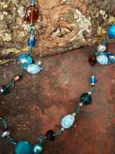 Blossoms.. long necklaces, hand made beaded chain with polymer clay beads