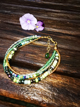 Starseed Bracelets, stranded bracelets, with glass beads crystals and Tibetan silver charms