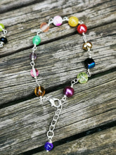 Rainbow sprite, hand wired  colourful oddities bracelet, 7 inches approx