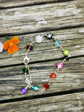 Rainbow sprite, hand wired  colourful oddities bracelet, 7 inches approx