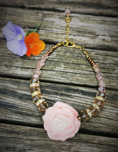 Corsage bracelet, stunning handmade  polymer clay roses with crystals and gems.