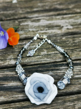 Corsage bracelet, stunning handmade  polymer clay roses with crystals and gems.