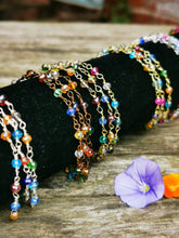 Kaleidoscope: Stunning, hand wired triple stranded Austrian crystal bracelet in 3 colour choices of metal