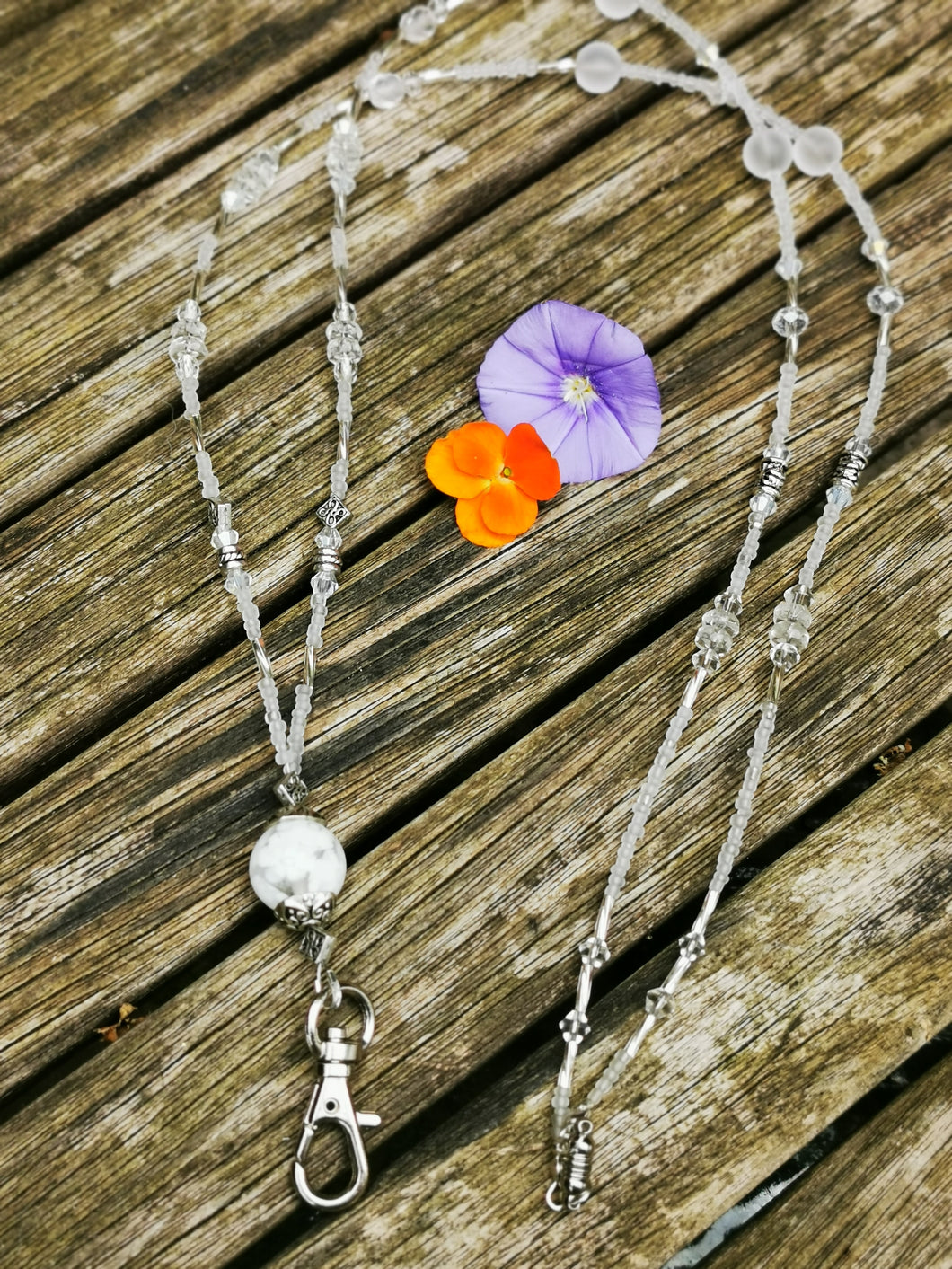 Beaded Lanyard, back to school, pass holder, necklace chain, id holder chain breakaway fastener