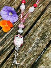 Lanyard, necklace chain, character beads, crystals,  breakaway fastener, ID holder, pass holder