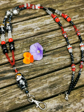 Lanyard, necklace chain, character beads, crystals,  breakaway fastener, ID holder, pass holder