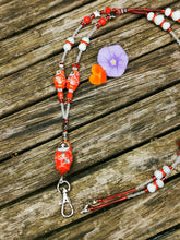 Lanyard, necklace chain, character beads, crystals,  breakaway fastener, ID holder, pass holder