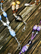Lanyard, necklace chain, character beads, crystals,  breakaway fastener, ID holder, pass holder