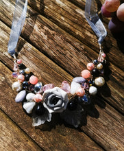 Symphony necklaces: hand wired, necklace with polymer clay roses and flowers