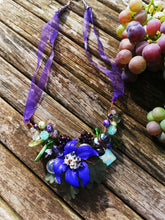 Symphony necklaces: hand wired, necklace with polymer clay roses and flowers