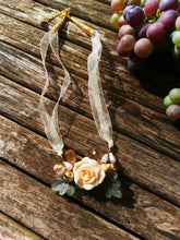 "Overture"...Cluster garland necklaces with handmade polymer clay flowers beads  (small.)