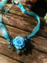 "Overture"...Cluster garland necklaces with handmade polymer clay flowers beads  (small.)