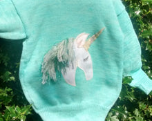 Childs Aqua coloured Unicorn Applique Jumper