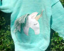 Childs Aqua coloured Unicorn Applique Jumper