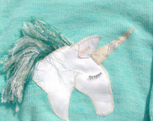 Childs Aqua coloured Unicorn Applique Jumper
