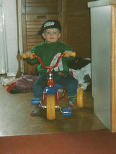 josh at 2 wearing a dino jumper