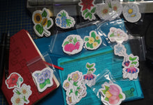 Stickers, set of 13 floral stickers, exclusive to Phoenix Designs, hand drawn original designs.