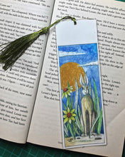 Book Mark, "By the light of the Moon", hare and moon book mark hand finished with gold or silver ink. laminated, printed.