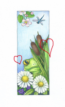 George the Frog Bookmark, colour printed & laminated