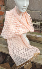 Apricot lace knit shawl