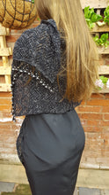 silver lurex and black lace shawl