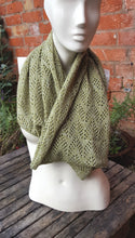 Acrylic mix yarn, Handmade cowl, infinity scarf, in light olive marl