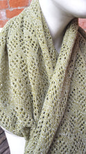 Acrylic mix yarn, Handmade cowl, infinity scarf, in light olive marl