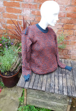 rust and teal drop sleeve jumper