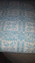 soft turquoise and grey fair isle cushion