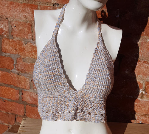 halter neck cotton crochet top