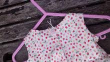 100% cotton strawberry print, baby girls, handmade dress, age approx 3 months