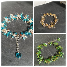 Cascade bracelets, clustered beaded hand wired chain,